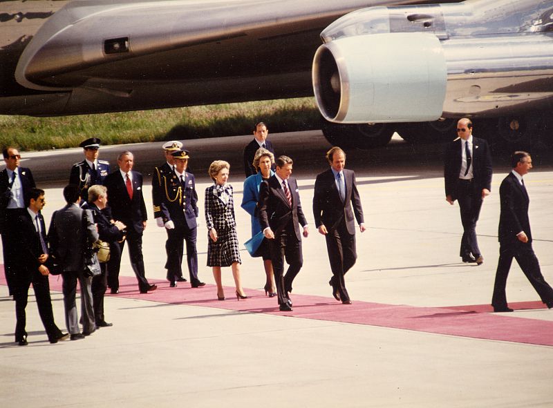 Los reyes con el presidente de EE.UU, Ronald Reagan y su esposa