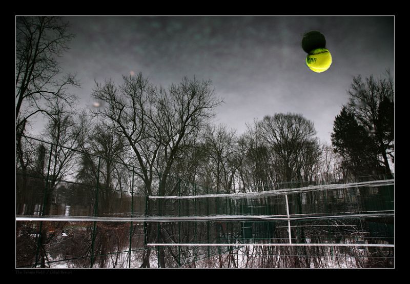 Foto en un lluvioso día de tenis