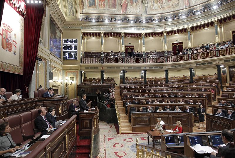 Vista general del hemiciclo del Congreso durante la intervención de Zapatero