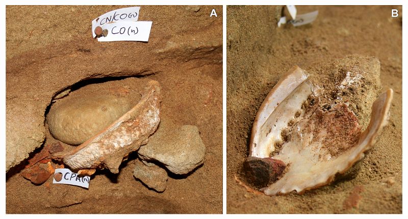 La mezcla del ocre fue usada probablemente hace 100.000 años para decorar el cuerpo o realizar sencillas obras de arte.
