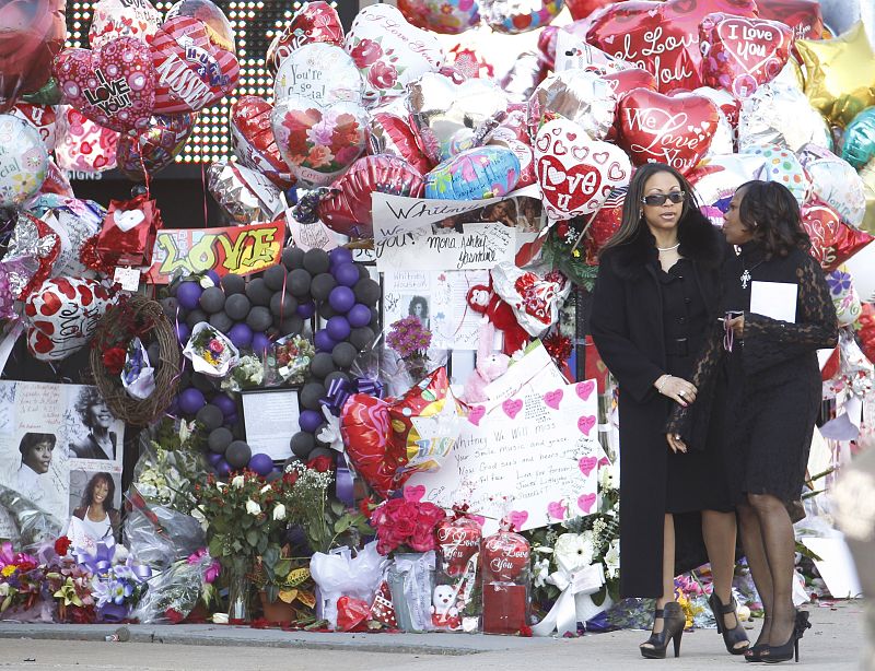 Close family and friends arrive for funeral service of pop singer Houston at the New Hope Baptist Church in Newark