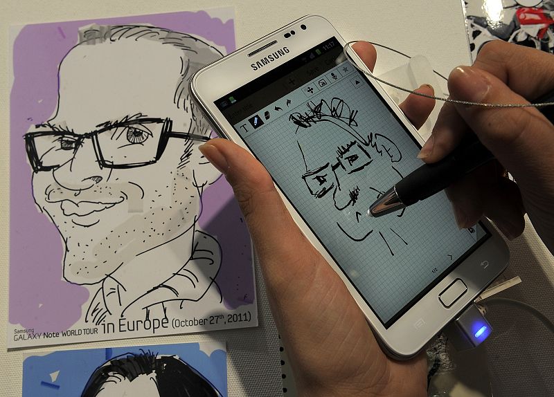 El Samsung Galaxi Note durante una presentación en el MWC.
