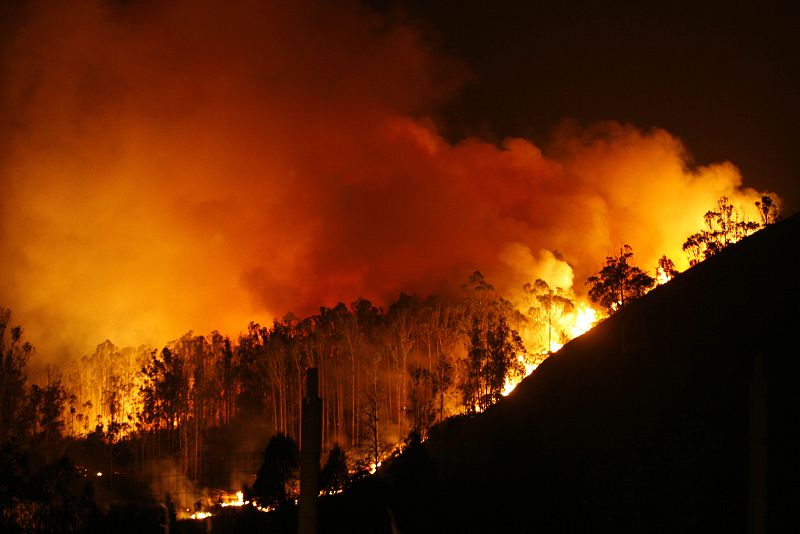 El fuego, muy virulento, ha obligado al desalojo de vecinos.