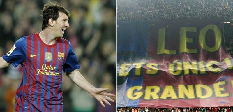 Homenaje del Camp Nou a Messi