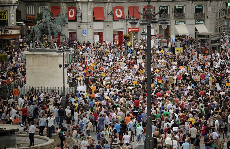 Sol, abarrotada antes de la llegada de las cuatro marchas