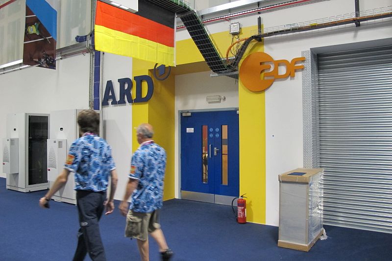 Acceso a la instalación de la televisión alemana en el IBC de Londres