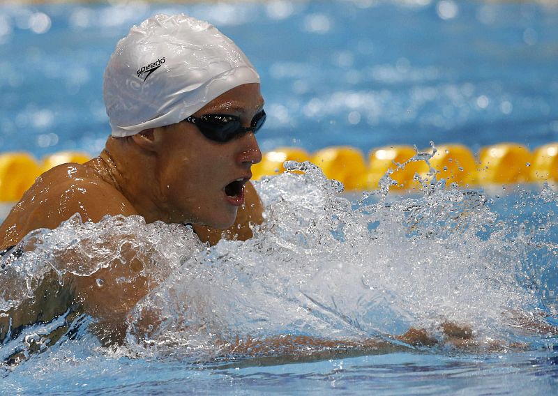 La española Mireia Belmonte, durante la serie clasificatoria de los 400 metros estilos de los Juegos Olímpicos Londres 2012, en el complejo acuático de la capital británica.