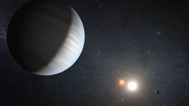 Representación del sistema Kepler-47