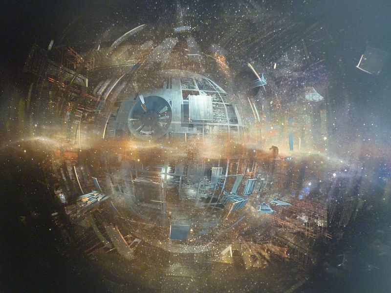 Una imagen del arte de 'Star Wars' que puede verse en los pasillos de la ILM: La destrucción de la Estrella de la Muerte