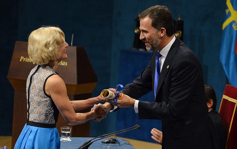 U.S. philosopher Martha Craven Nussbaum receives the 2012 Prince of Asturias Award for Social Sciences during a ceremony at Campoamor theatre in Oviedo