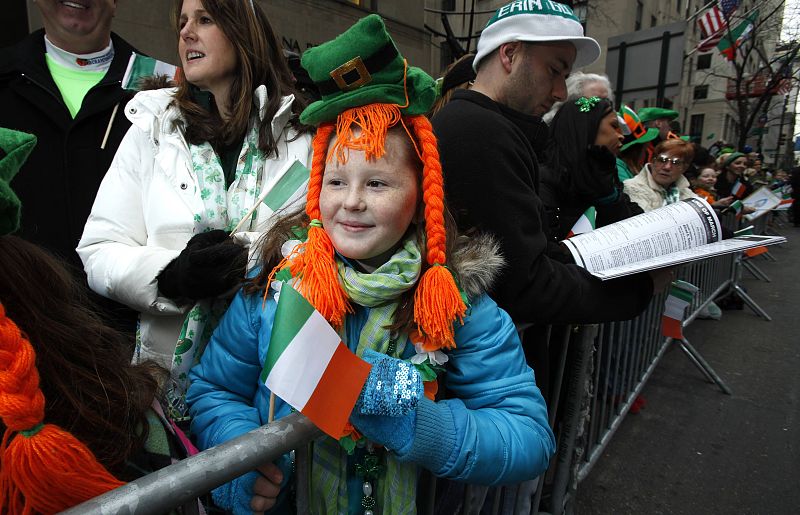 Shannon Stanton, 9, watches the St. Patrick's Day Parade in New York