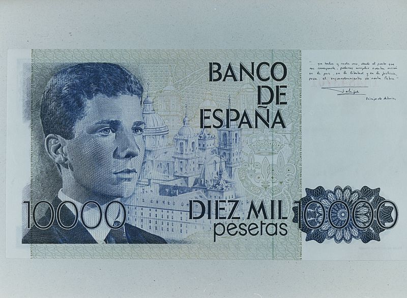 El príncipe Felipe era la cara de los billetes de 10.000 pesetas