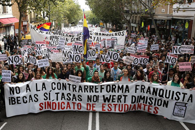 Es el segundo de los tres días de huelga de alumnos de enseñanzas medias y universidades púbicas.