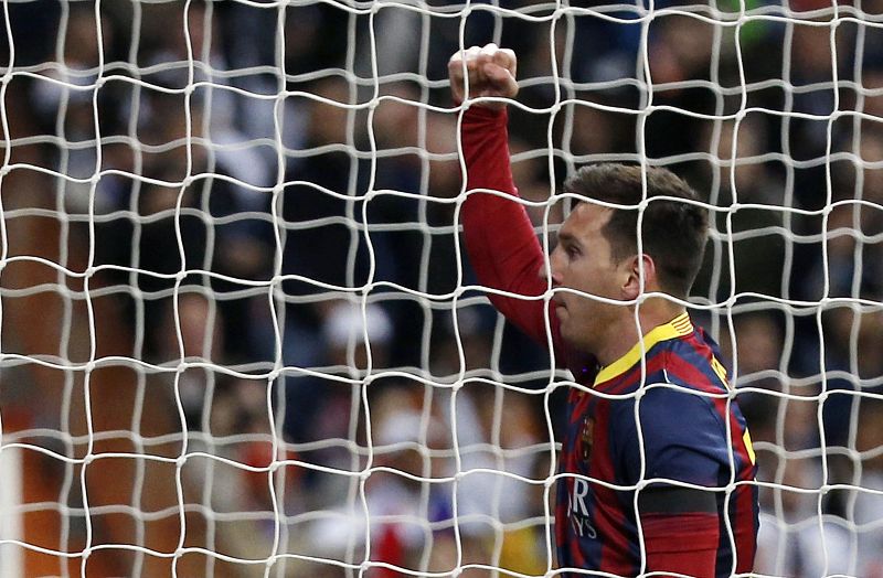Messi celebra uno de sus goles.