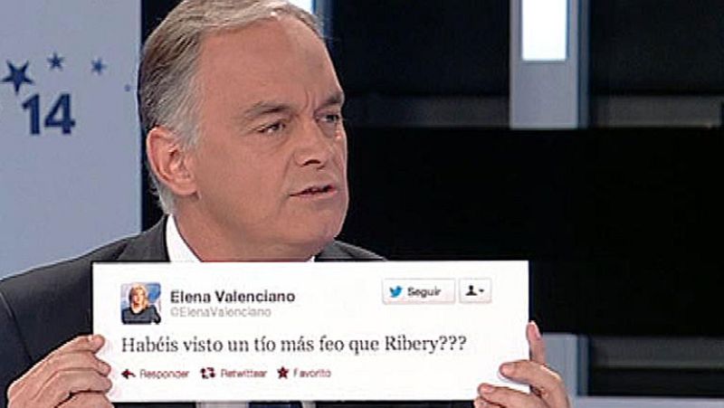 En el debate a seis, Esteban González Pons (PP) respondió a las críticas del "machismo" de Cañete con un tuit de Valenciano sobre el futbolista francés del Bayern Franck Ribéry.