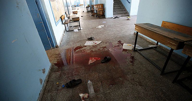 Pasillo de la escuela después de la ofensiva