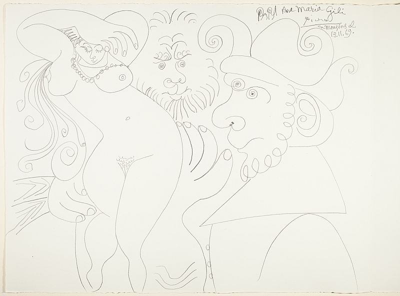 Pablo Picasso "Mujer con bufón y hombre con barba" (1969)