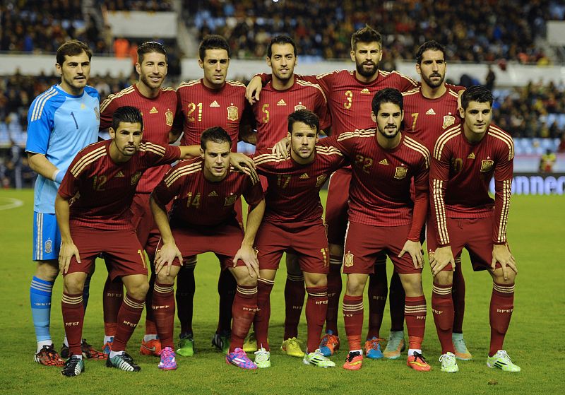 El once inicial con el que España ha comenzado en Balaídos ante Alemania.