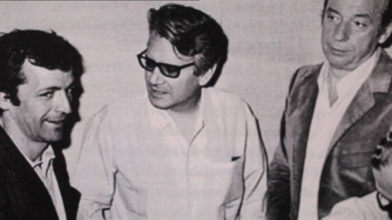 Jorge Semprún, en el centro de la imagen, rodeado por el director de cine Costa-Gavras y por el actor Yves Montand