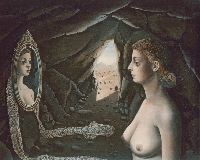 Paul Delvaux, "Mujer ante el espejo", 1936
