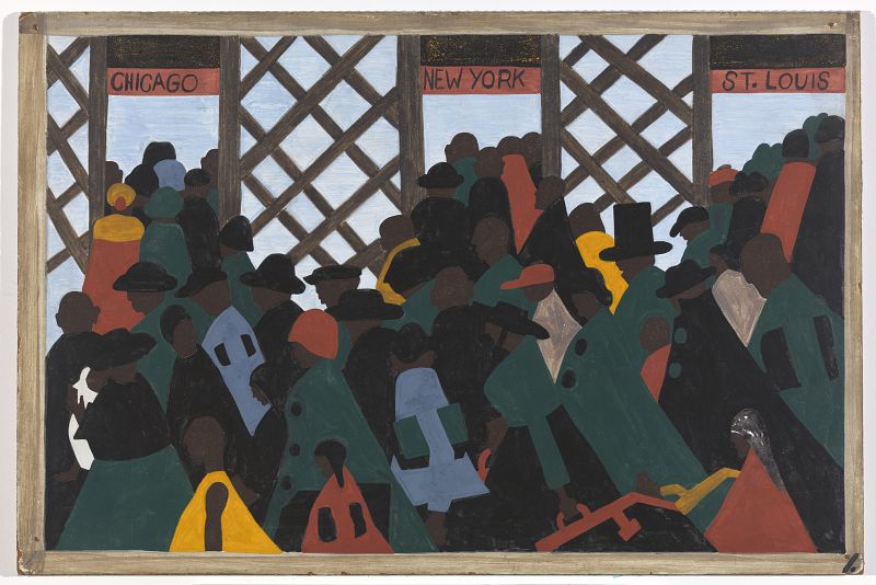 Jacob Lawrence. The Migration Series. ¿Durante la Guerra Mundail hubo una gran migración de negros del sur al norte¿, (1940-41)