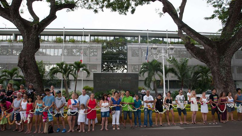 Muestras de dolor en Papeete, en la Polinesia Francesa.