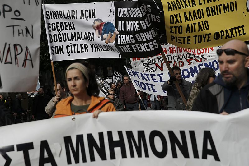 La crisis de los refugiados también ha estado presente en la protesta