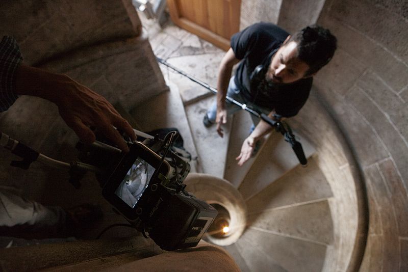 Una escalera de caracol en la catedral de San Juan el Divino