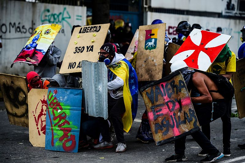 Enfrentamientos durante la huelga general en Venezuela
