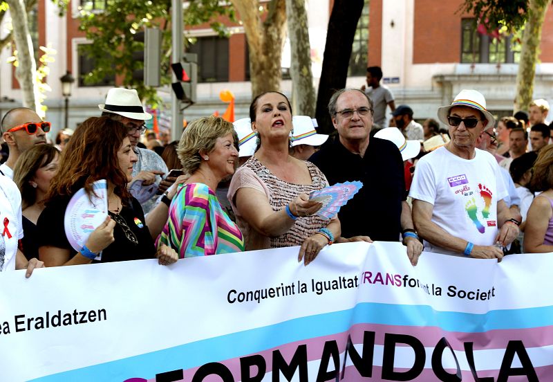 El portavoz del PSOE-M en la Asamblea, Ángel Gabilondo, junto a la diputada socialista en la Asamblea de Madrid Carla Antonelli