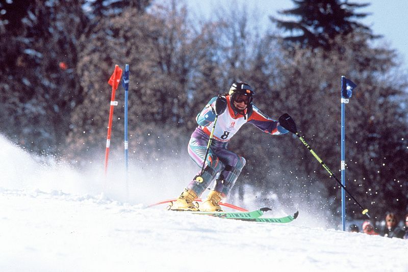 Blanca Fernández Ochoa, durante la prueba que el dio la medalla de bronce en los Juegos Olímpicos de Invierno de Albertville