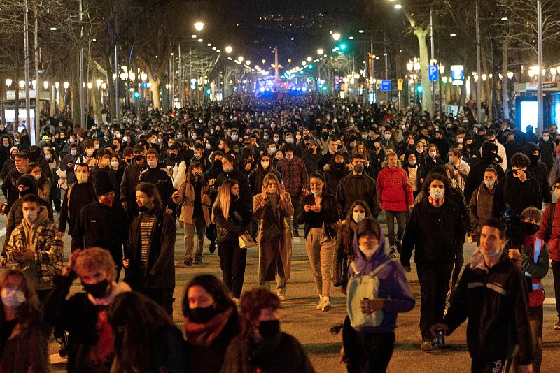 Protestas en Barcelona por la detención de Pablo Hasel