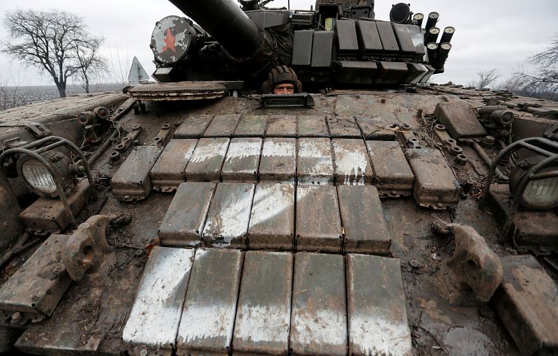 Un tanque de la milicia prorrusa en la autoproclamada república popular de Lugansk