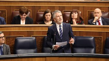 El ministro de Interior, Fernando Grande-Marlaska, interviene durante una sesión de control al Gobierno en el Congreso de los Diputados