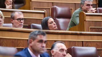 La portavoz de Junts en el Congreso, Miriam Nogueras (c), durante una sesin plenaria en el Congreso de los Diputados