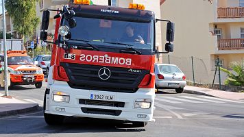 Fire engine, Calahonda, Costa del Sol, Malaga Province, Andalucia, Spain, Western Europe.