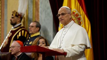 Le�n XIV interviene durante su visita al Congreso de los Diputados