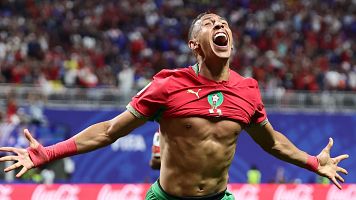 Rahimi celebra su gol en el Marruecos - Hait� del Mundial 2026