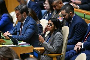 La presidenta encargada de Venezuela, Delcy Rodr�guez, en la Asamblea General de las Naciones Unidas