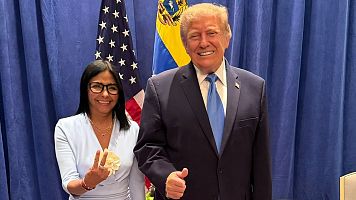 Donald Trump y Delcy Rodr�guez se re�nen por primera vez en Nueva York a escasos kil�metros de la prisi�n de Maduro