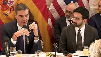 El jefe del Gobierno espa�ol, Pedro Sanchez, junto al alcalde de Nueva York, Zohran Mamdani, este mi�rcoles