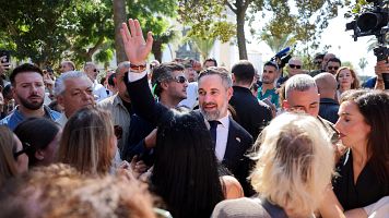 El l�der de Vox, Santiago Abascal, en un encuentro con simpatizantes en Ceuta
