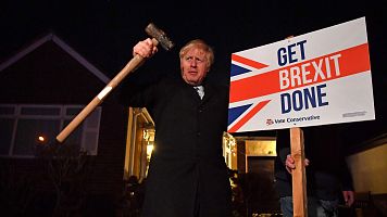 El primer ministro britnico, Boris Johnson, durante la campaa electoral