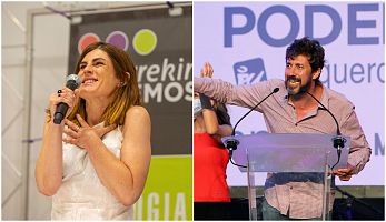 La candidata a lehendakari de Elkarrekin Podemos, Miren Gorrotxategi, y el candidato de Galicia en Comn a la presidencia de la Xunta gallega, Antn Gmez-Reino