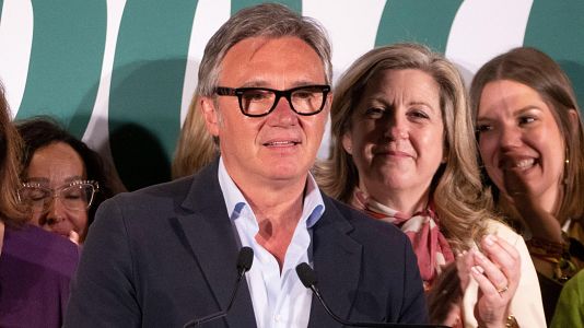El candidato de Vox a la presidencia de la Junta de Andaluc�a, Manuel Gavira, durante la noche electoral