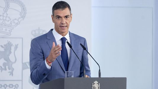 El presidente del Gobierno, Pedro S�nchez, durante una rueda de prensa posterior al Consejo de Ministros, en el Palacio de la Moncloa, a 6 de octubre de 2026