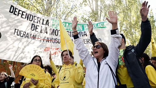 Protesta en el campus de la Universidad Rey Juan Carlos de Madrid