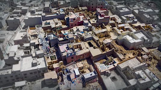 Vista area de los daos del terremoto en la ciudad de Amizmiz