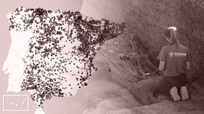 Mapa de fosas sobre imagen de la exhumacin de Pico Reja, en Sevilla