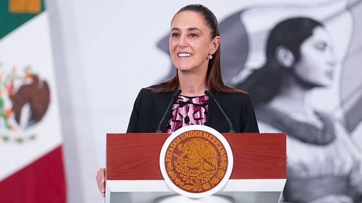 La presidenta de México, Claudia Sheimbaum, durante una rueda de prensa en Ciudad de México.